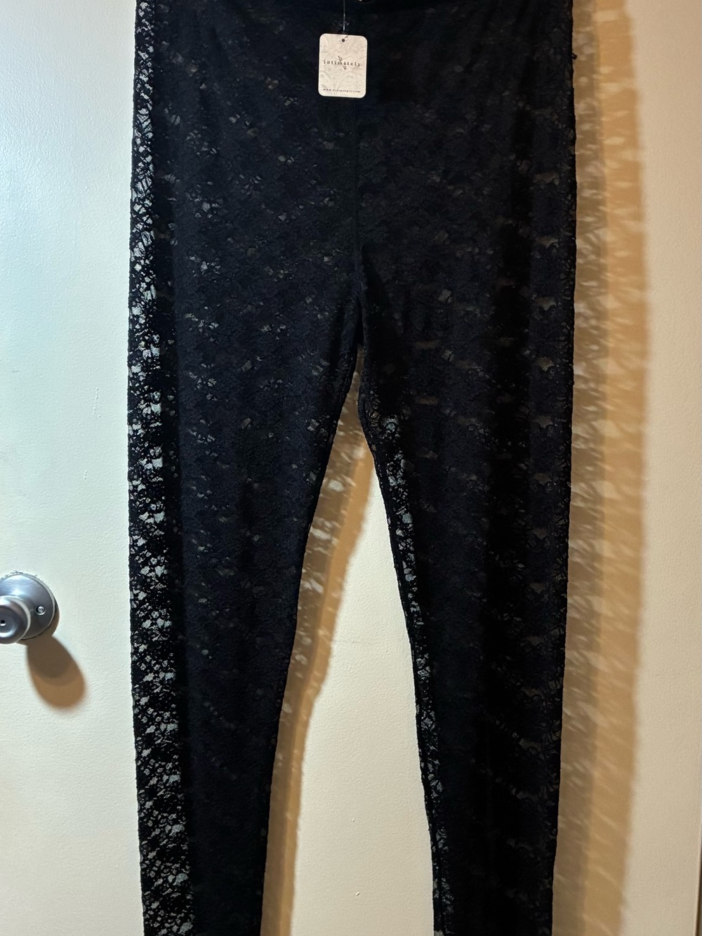 NWT Free People Black Floral Lace Leggings See-Through Club Rave Goth Metal Punk - Picture 5 of 9
